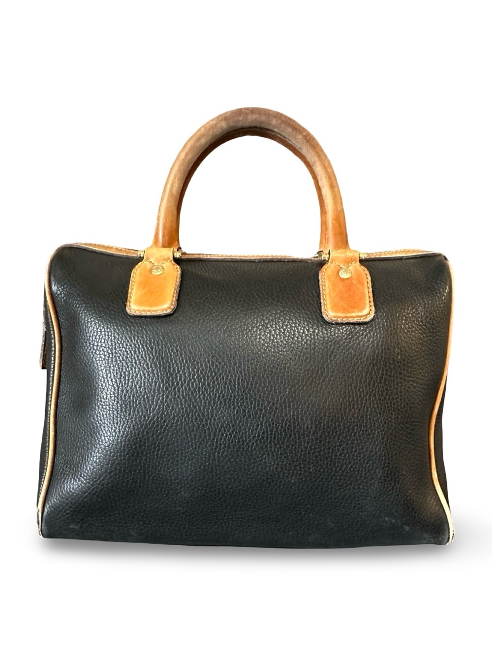 Celine Black Pebbled Leather Top Handle Satchel Bag
